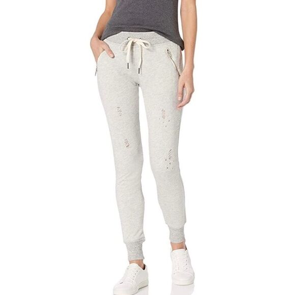 n:Philanthropy Gravity Deconstructed Jogger Pants Distressed Women Medium Gray - Picture 1 of 10